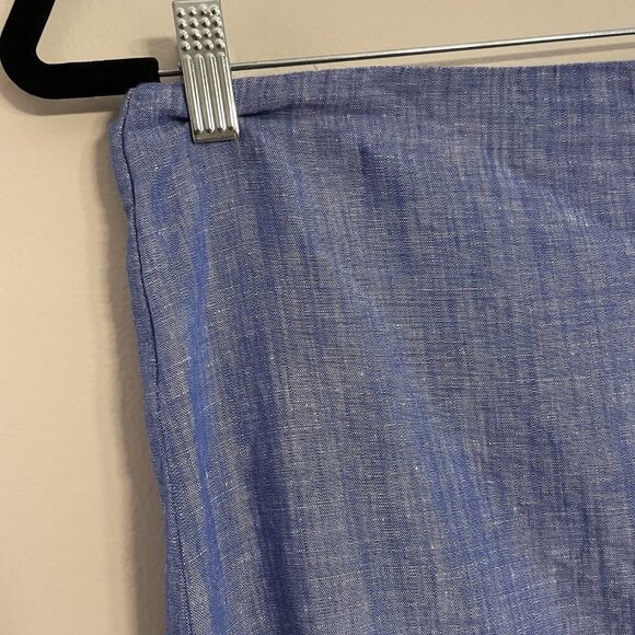 Talbots Women 6 Blue Linen Cotton Preppy Scalloped Hem Embroidered A-Line Skirt - Picture 6 of 10